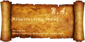 Mihalovitzky Antal névjegykártya